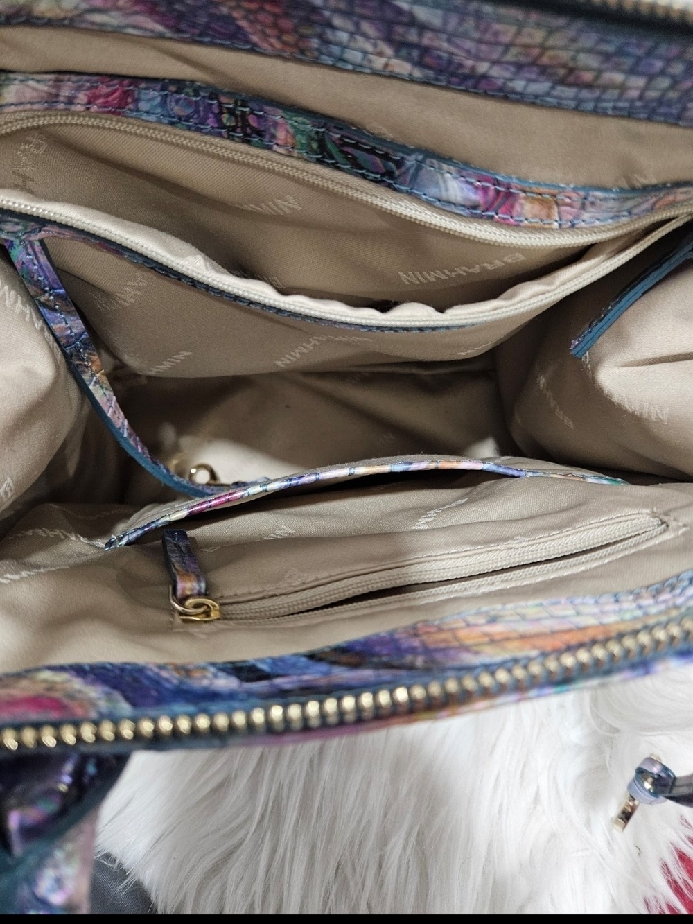 Brahmin Multicolor Croc-Embossed Leather Satchel - Picture 5 of 5